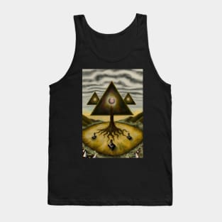 Surrealist painting like digital art with pyramids tree roots and the seed of the monad with within Tank Top